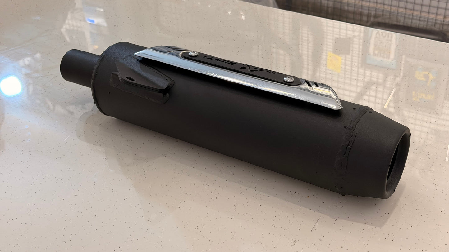 DynaBlaze Black Silencer for Royal Enfield Hunter 350 – Dynamite Sound | Solid Heavy-Duty Build