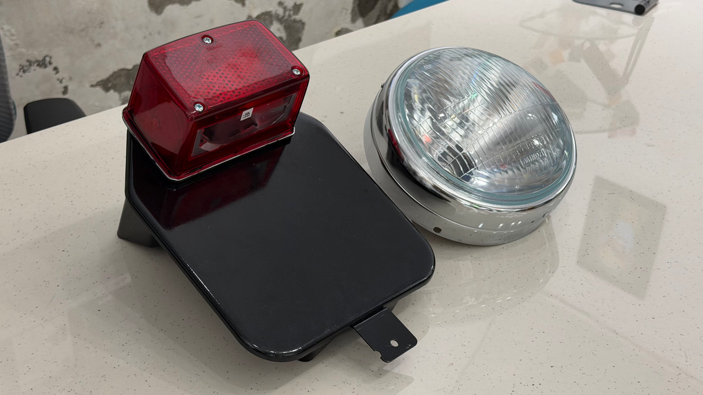 Vintage Standard Headlight & Tail Light Combo for Royal Enfield Bullet Standard 350 – Classic Retro Look | Complete Restoration Kit