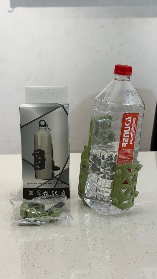 Adjustable Bottle Holder for All Motorcycles – Universal Fit Water Bottle Mount (Black & Light Green)