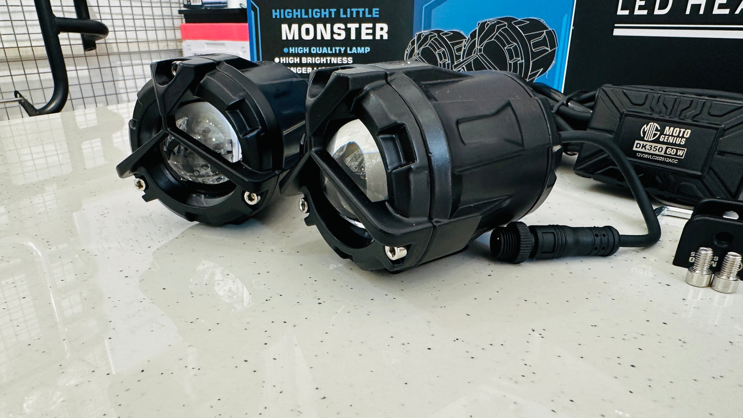 Moto Genius 60W Mercedes Fog Light – Ultra Bright LED with Wiring Harness & Wireless Switch | Premium Touring Light