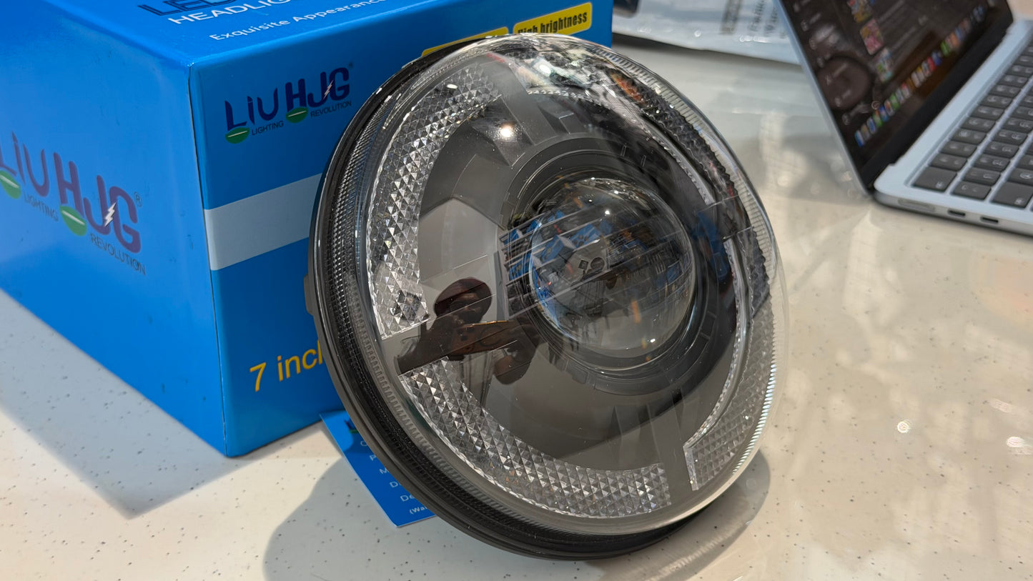 HJG Iron Sight Headlight for Motorcycles – Big Projector LED Headlight for All Bikes | Ultra Bright Touring Light