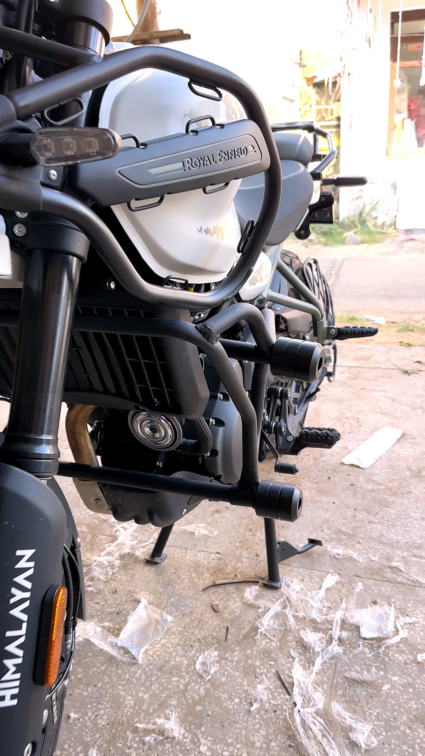 Heavy-Duty Crash Guard with 4 Sliders for Royal Enfield Himalayan 450 – Matt Black Engine Protection