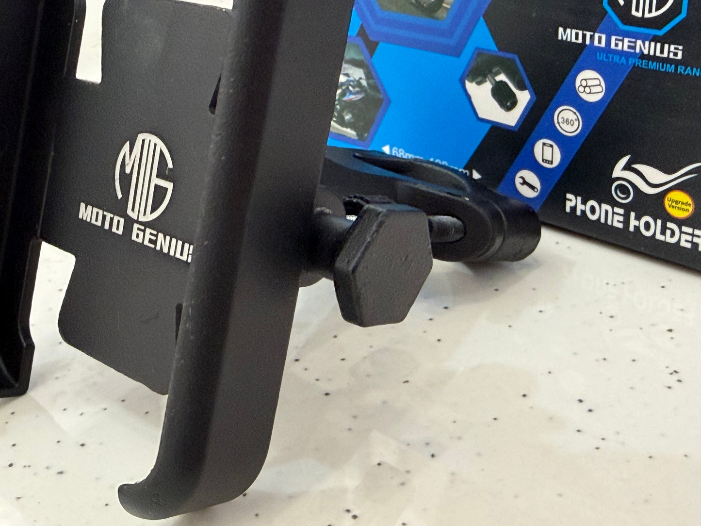 Moto Genius Open Mobile Holder with Vibration Controller – Secure Handlebar Phone Mount for Motorcycles
