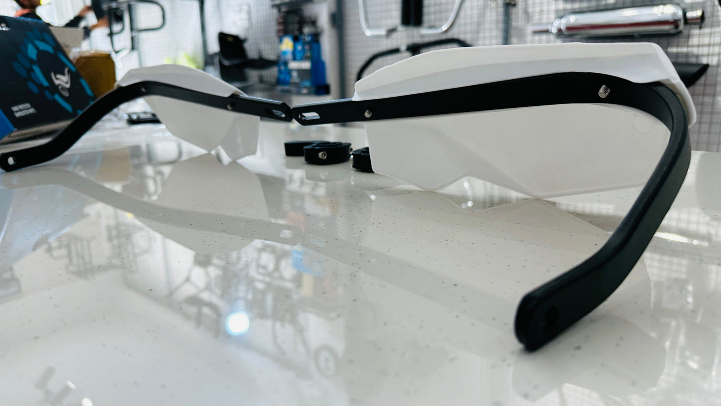 Universal Knuckle Guards for Motorcycles – Polycarbonate with Steel Shield | Heavy-Duty Protection (Black & White)