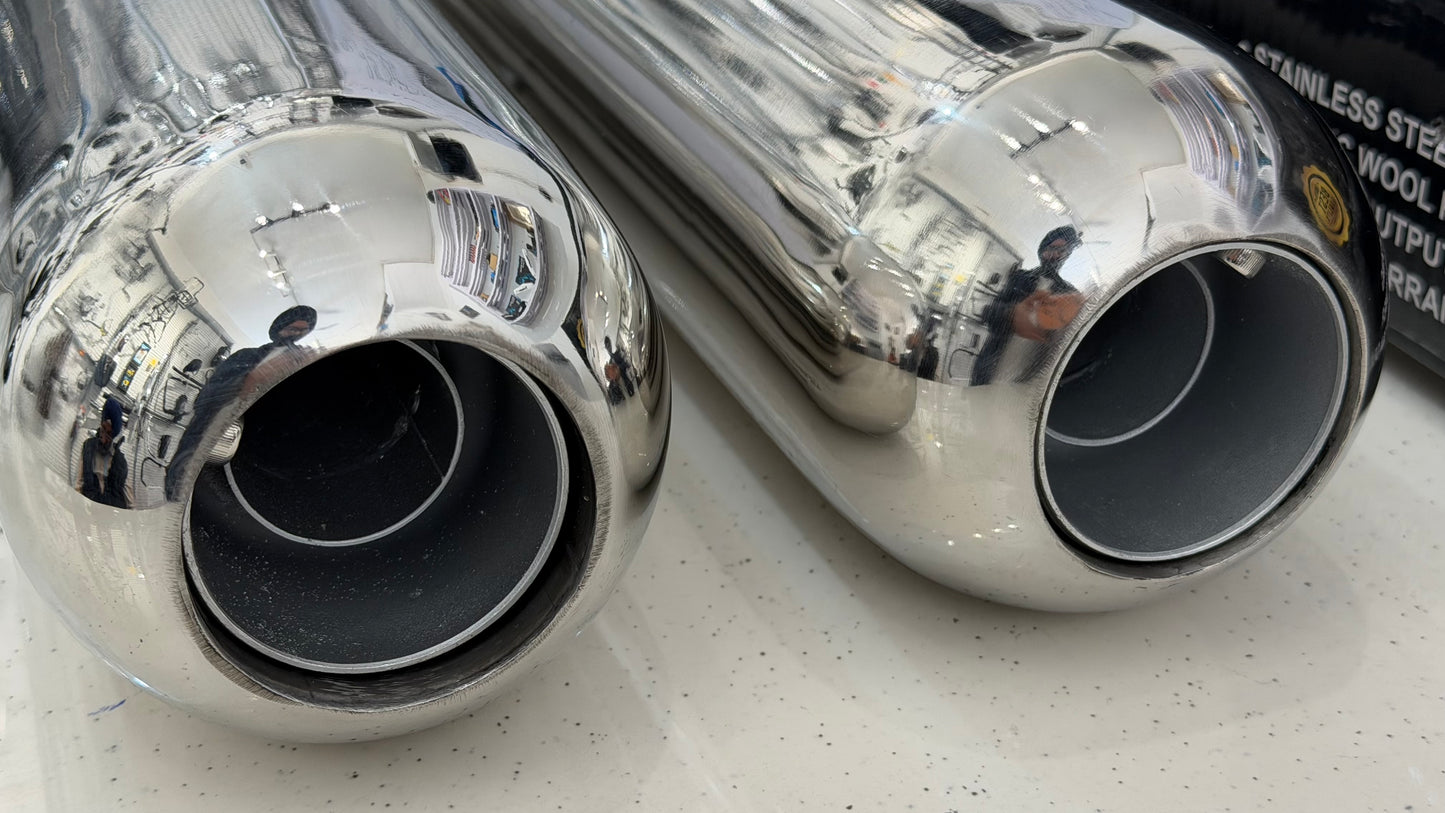 Tornado Stainless Steel Exhaust for Royal Enfield Super Meteor 650 – Deep Bass Sound | High-Performance Premium Exhaust