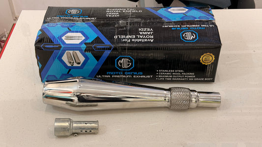 Moto Genius Cruiser Silencer for Royal Enfield Meteor 350 & Classic Reborn 350 – Deep Bass Exhaust with DB Killers