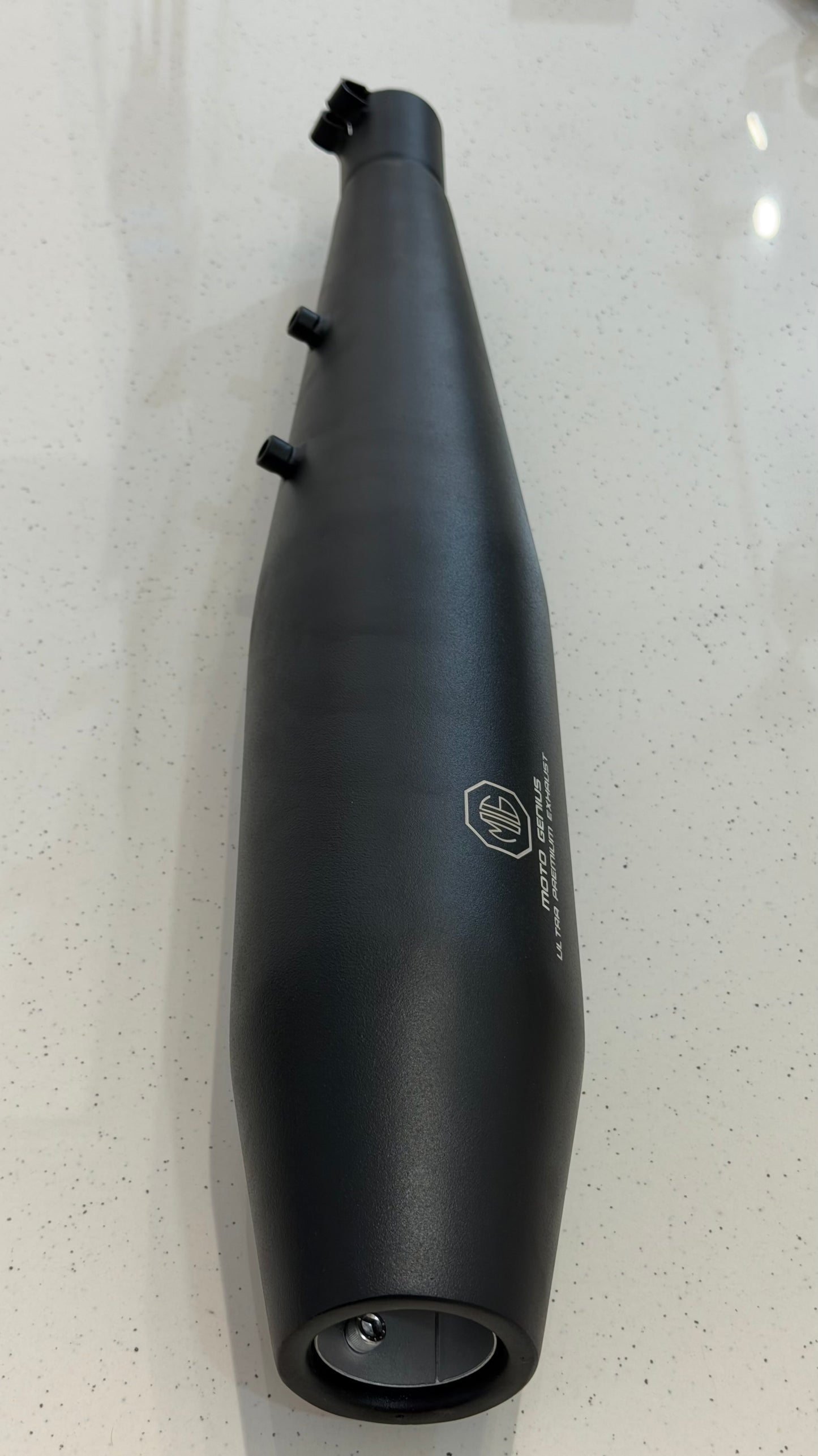 Moto Genius Venom Silencer with DB Killer – Deep Bass Exhaust | Black & Chrome Finish