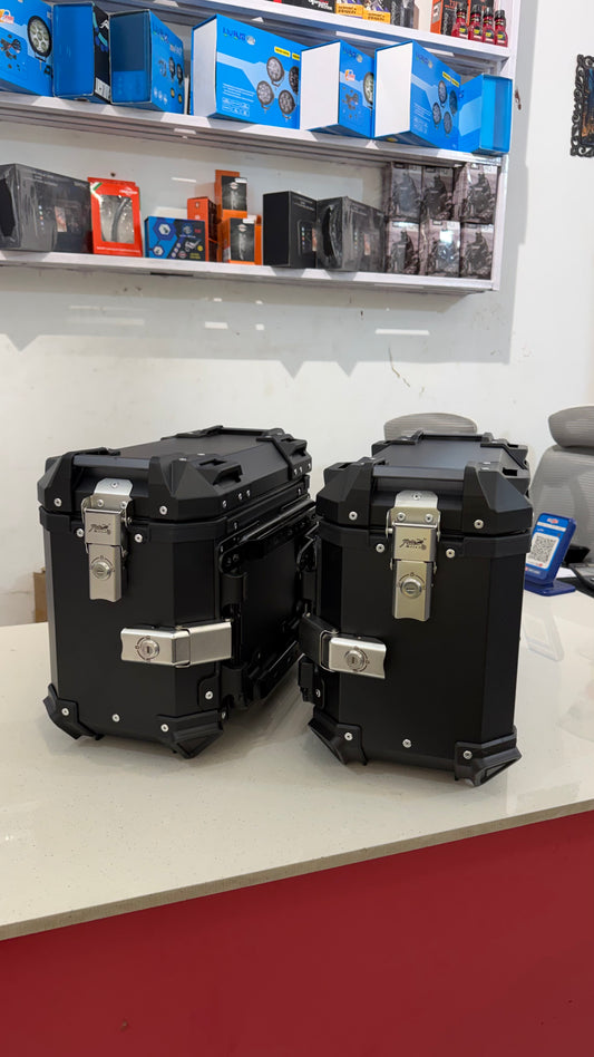 78L Aluminium Panniers for Motorcycles – Universal Side Boxes with Mounting Fittings | Plug & Play Touring Setup