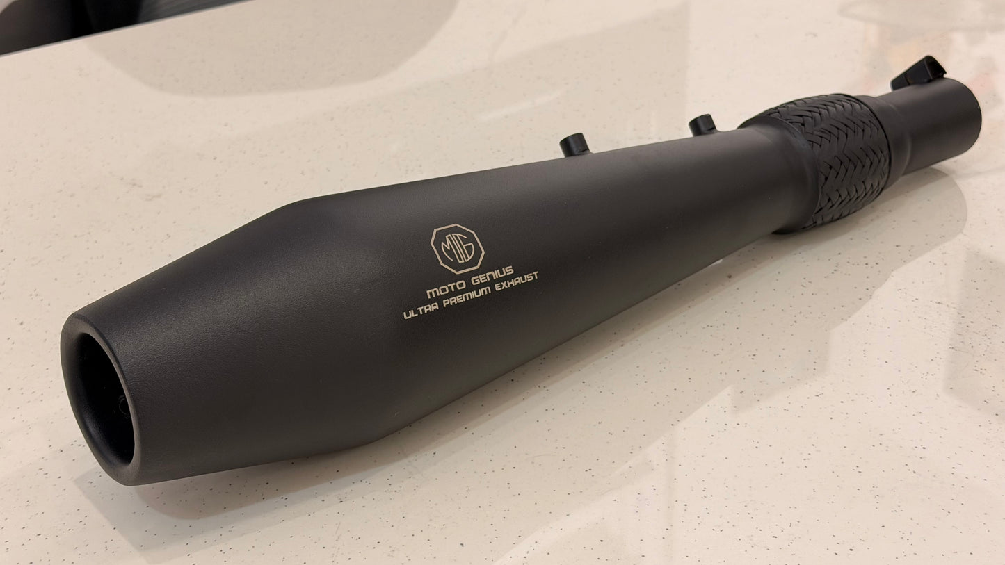 Moto Genius Cruiser Silencer for Royal Enfield Meteor 350 & Classic Reborn 350 – Deep Bass Exhaust with DB Killers