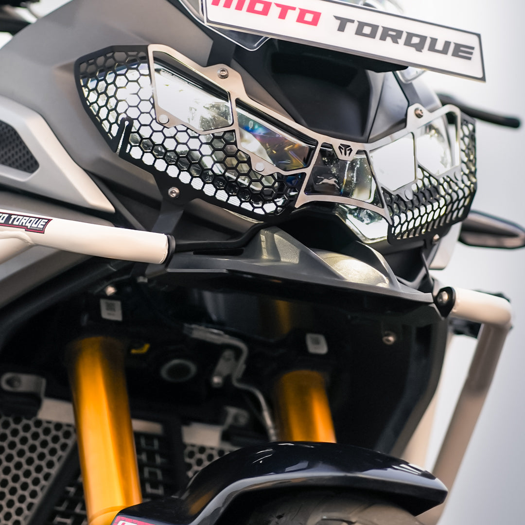 Moto Torque Stallion Pro Crash Guard for TVS Apache RTX 300 – Heavy-Duty Mild Steel Guard with 4 Impact-Absorbing Sliders | Black, RED & White