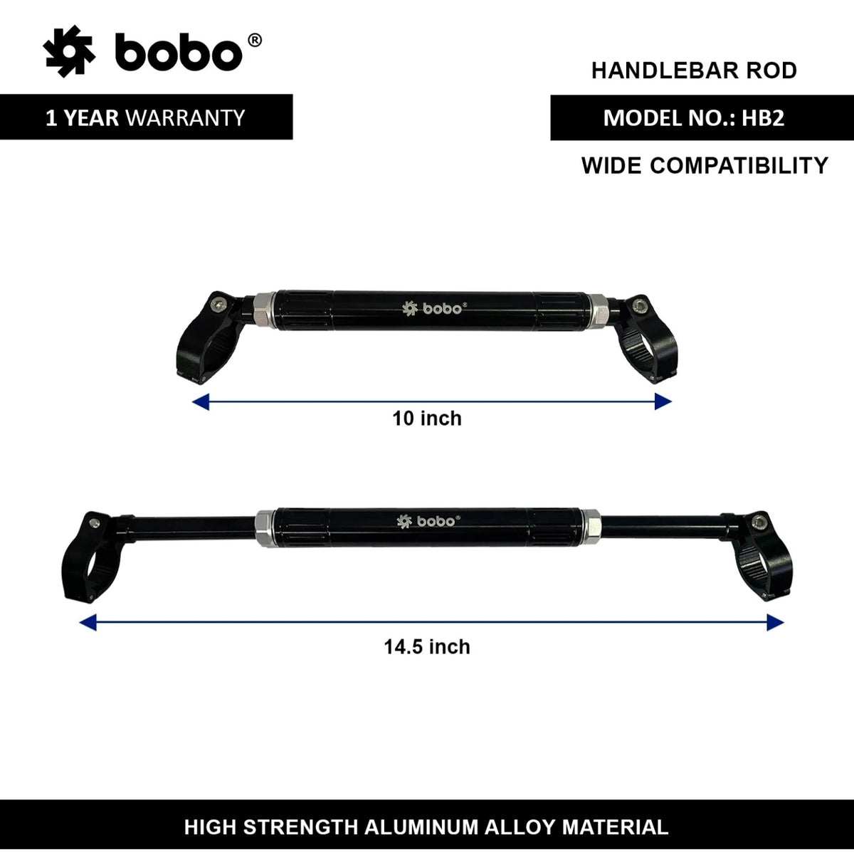 BOBO HB2 Handlebar Rod for Motorcycles – Premium Aluminum Alloy Handlebar Extender | Mobile, GPS & Action Camera Mount